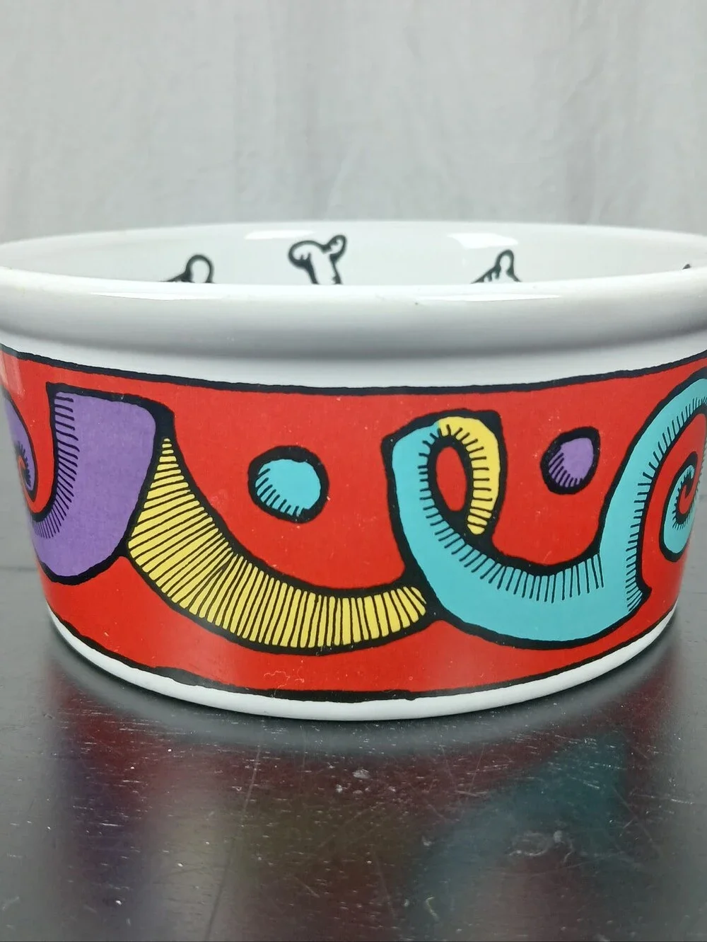 Jester Pup Red Design Ceramic Dog Puppy Food Water 6